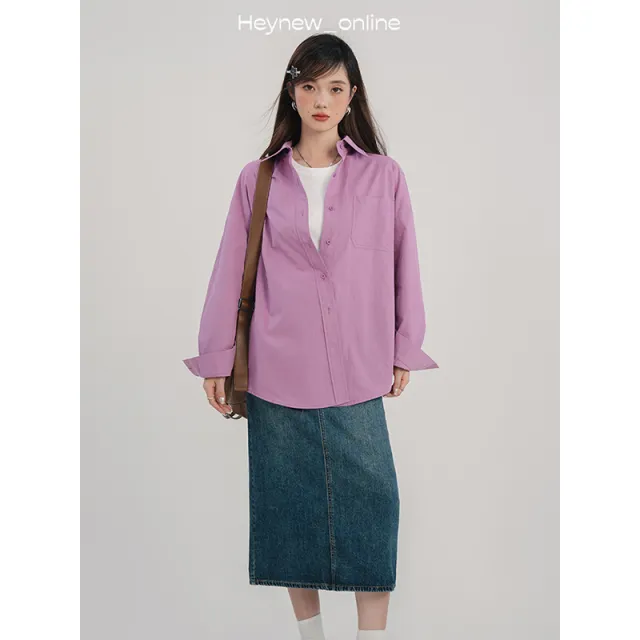 Solid Color Shirt For Women Casual Fashion All matching Purple - Shop at LoveMi