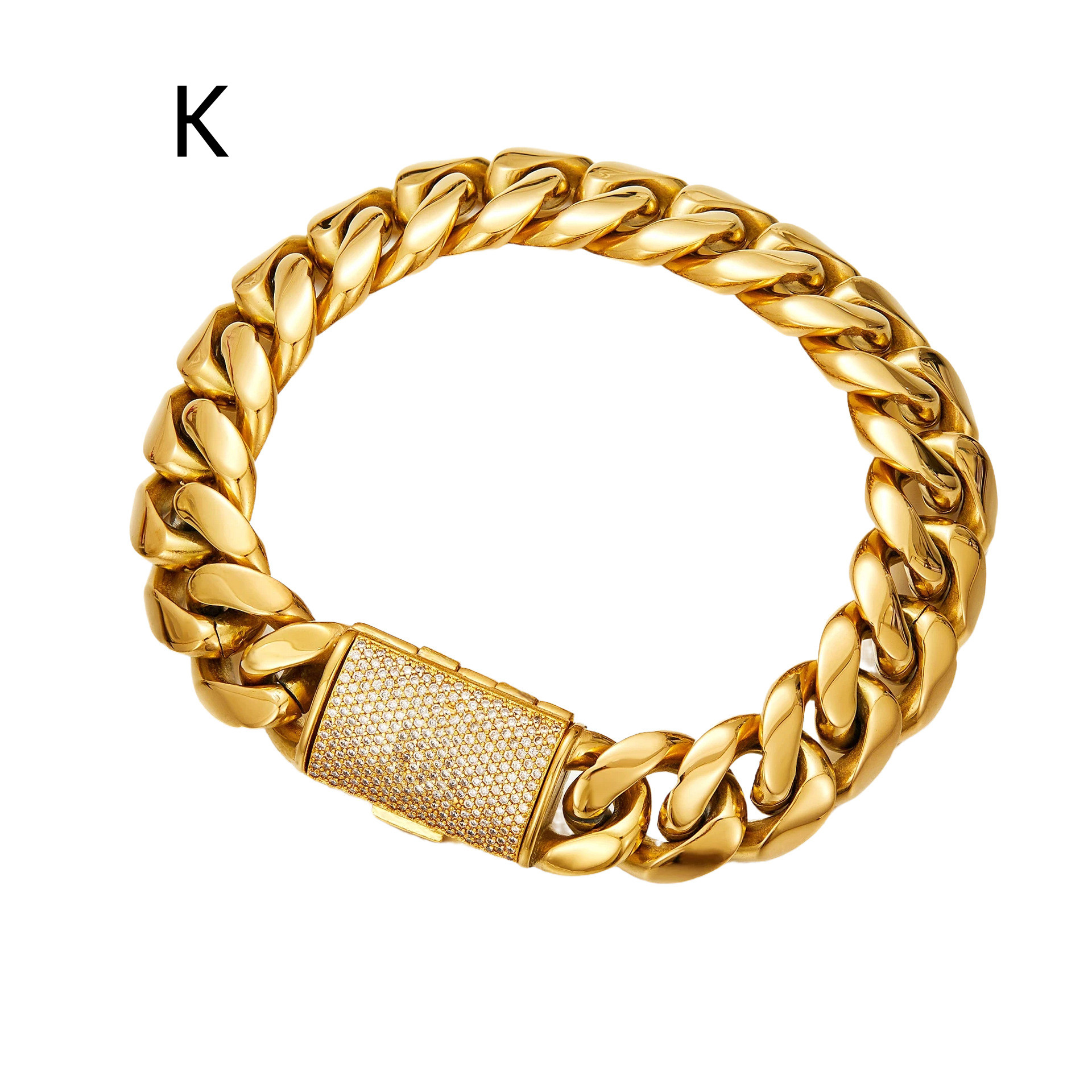 26 English Letters Flip Buckle Necklace Men's Ornament Gold Stainless Steel