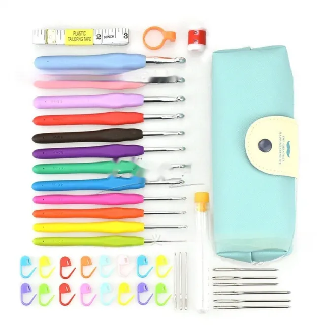 Crochet Needle Beard Pack Crochet Hook Set Colorful TPR Soft Handle Crochet Ck083 41Pcs Set - Shop at LoveMi
