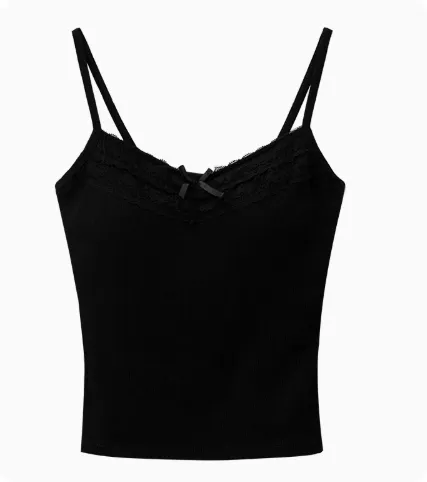 Bow Lace Suspender Women's Early Spring New Style Pure Desire Wind Black - Shop at LoveMi