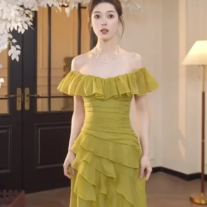 High grade Tight Waist Slim fit Irregular A Line Skirt Green - Shop at LoveMi