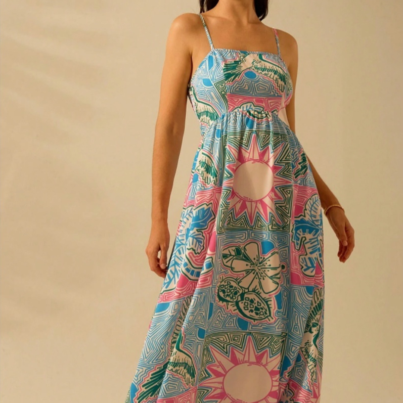 Women's Printed Sling Casual Holiday Dress