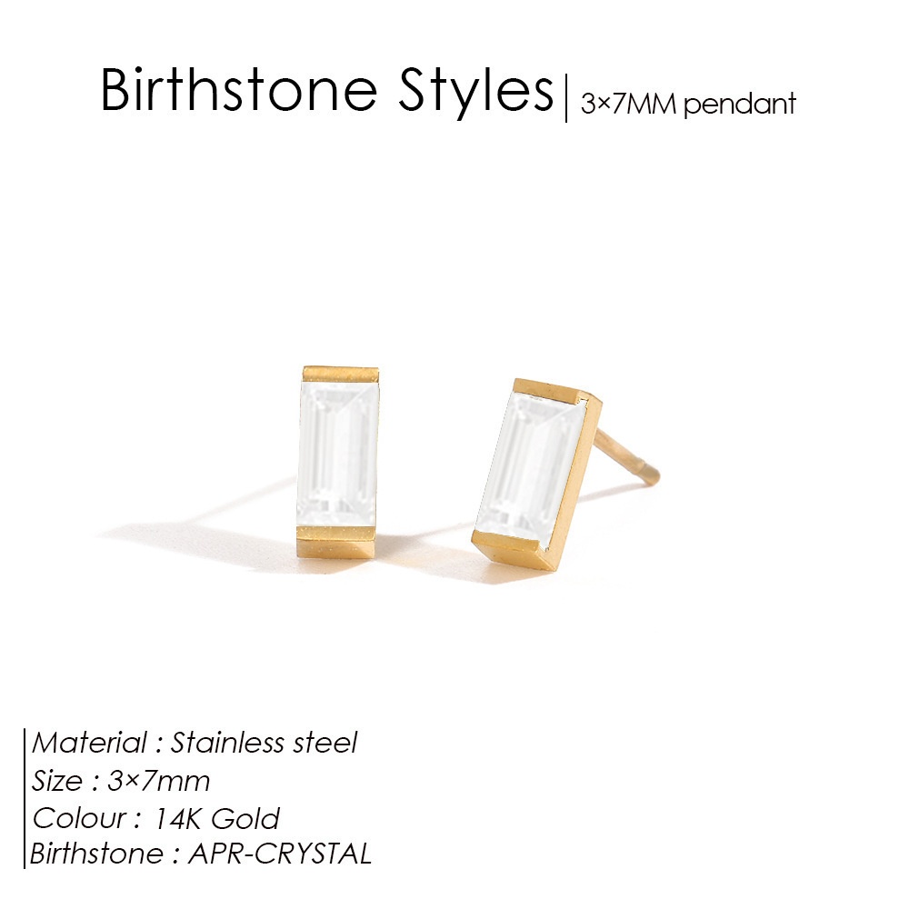 New Studs Electroplated Real Gold Fashion Square Zircon