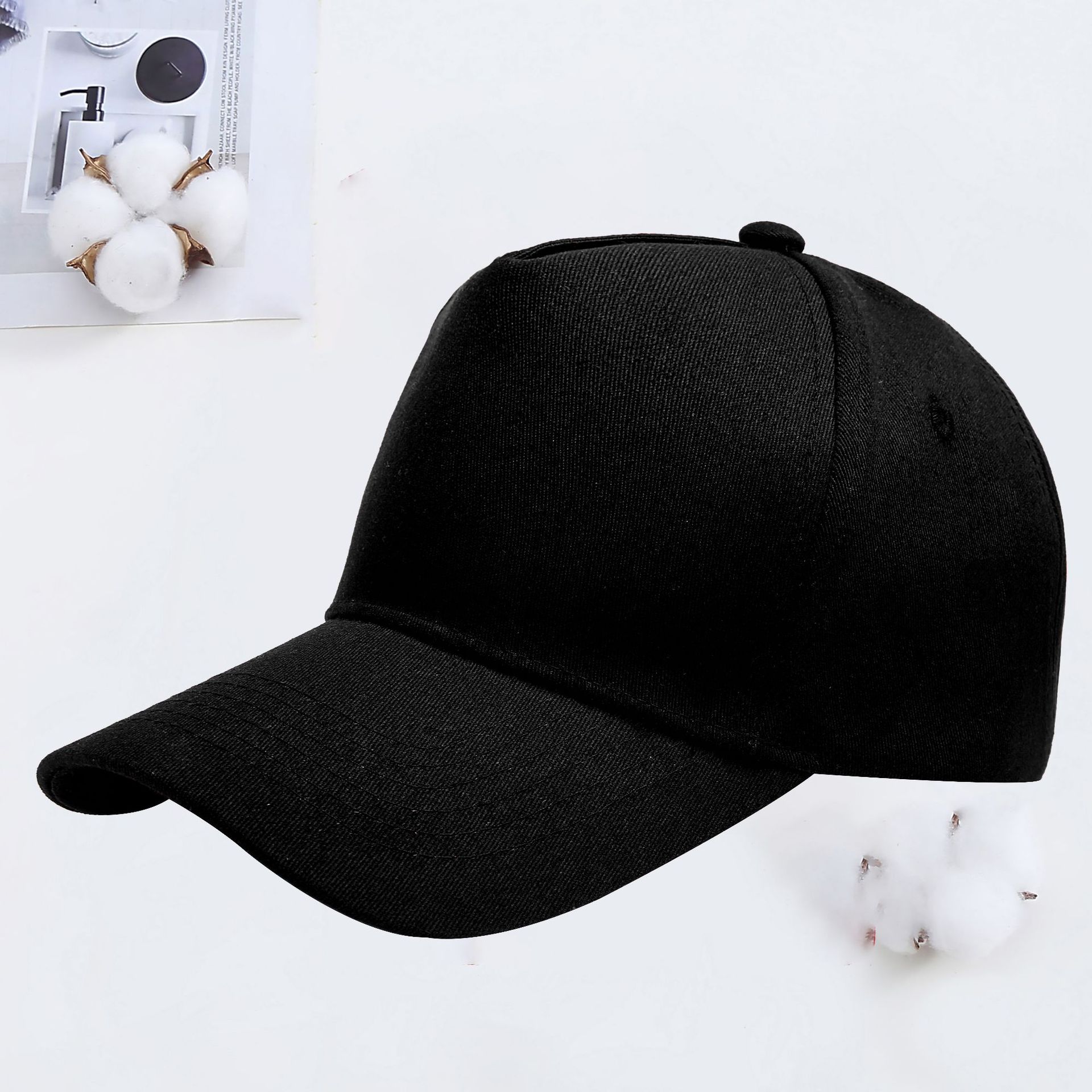 Baseball Cap Custom 5 piece Cotton Advertising Cap Embroidery Work Cap Black - Shop at LoveMi