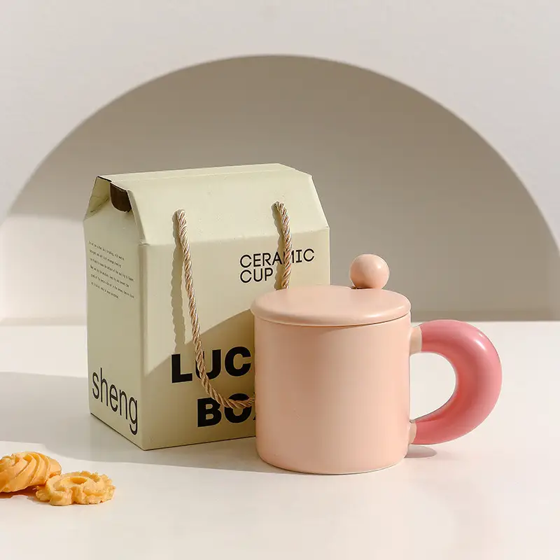 Fresh Contrast Color Ceramic Mark For Boys And Girls Home Breakfast Cup