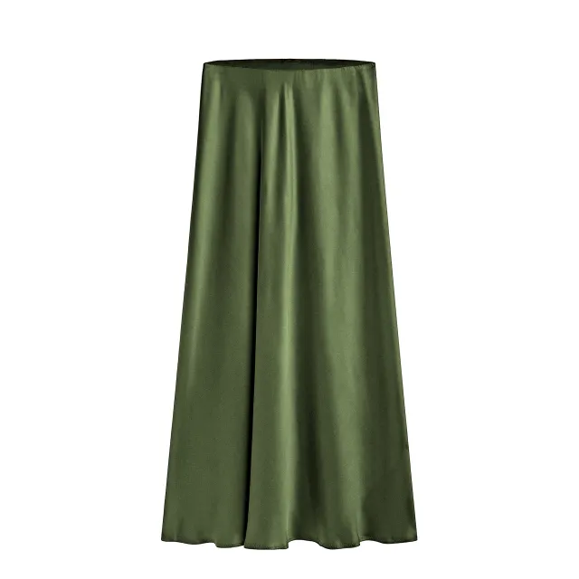 Women's Skirt High Waist Elastic Split Army Green - Shop at LoveMi
