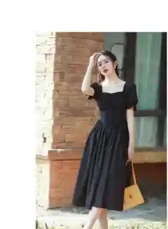 Women's Elegant Hepburn Style Summer Dress - Black - View 1