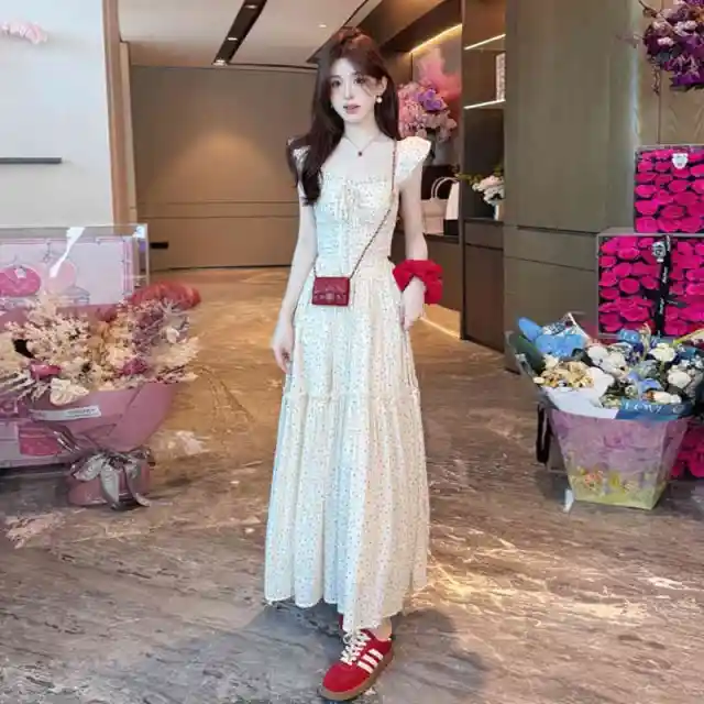 Polka Dot Flying Sleeve Sling Bow Backless Dress Red - Shop at LoveMi