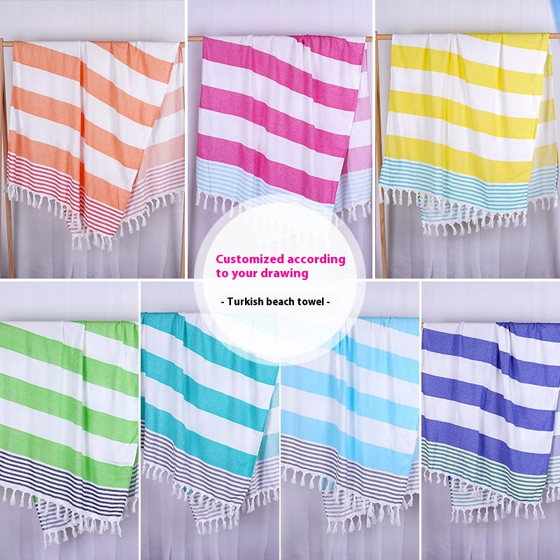 Striped Tassel Turkish Beach Absorbent Bath Towel