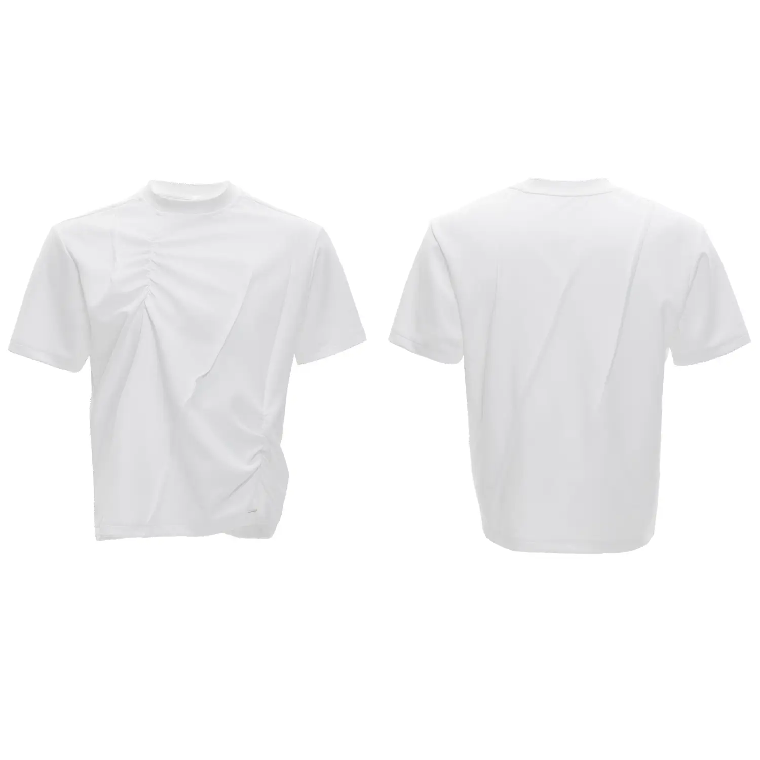Three-dimensional Pleated Solid Color Round Neck T-shirt Men's Ice Breathable