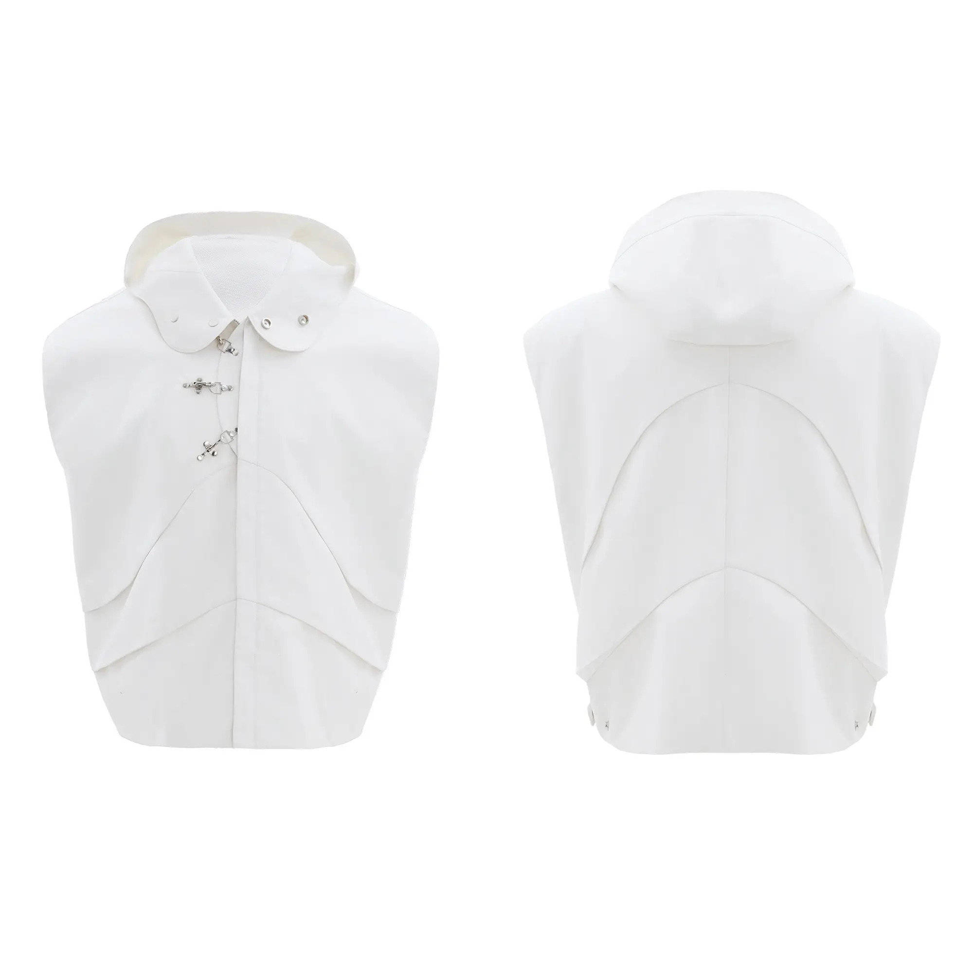 Three-dimensional Cut Hooded Sleeveless Waistcoat Vest Suit
