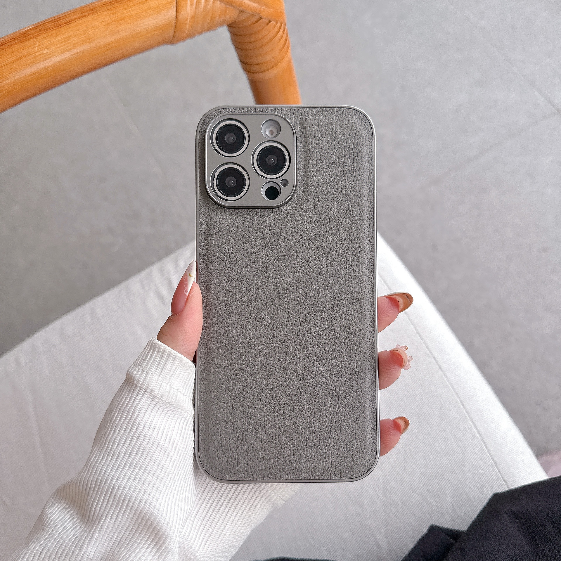 Suitable For 16pm Lychee Pattern Phone Case Niche Advanced Sense