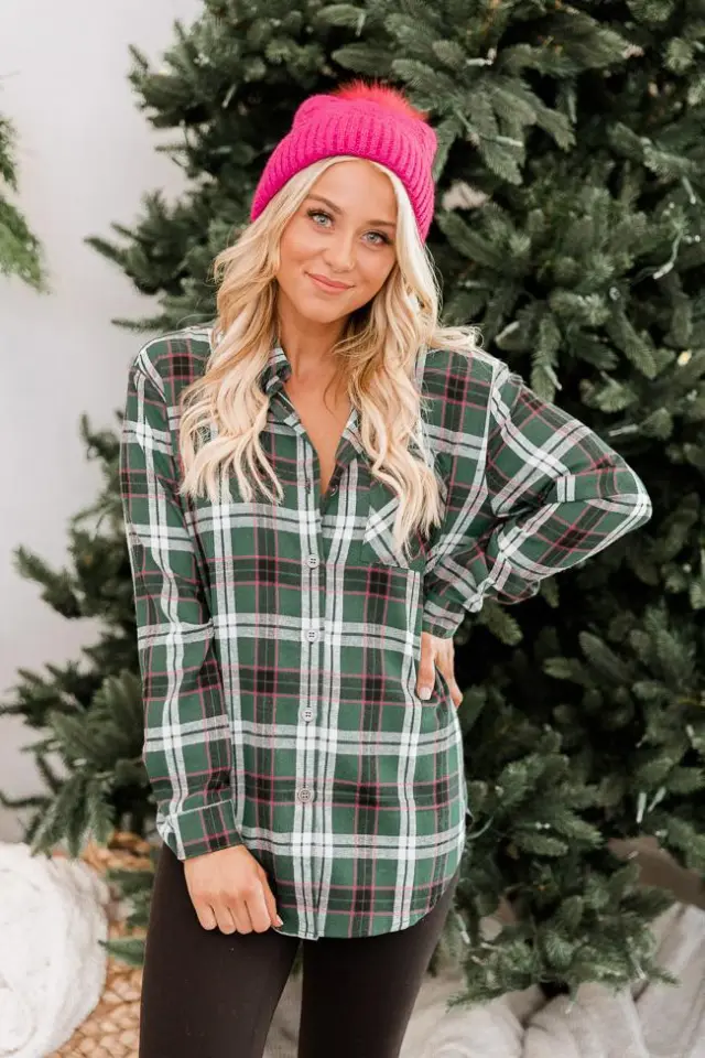 New Polo Collar Pocket Long Sleeve Plaid Shirt Thin Coat For Women White - Shop at LoveMi