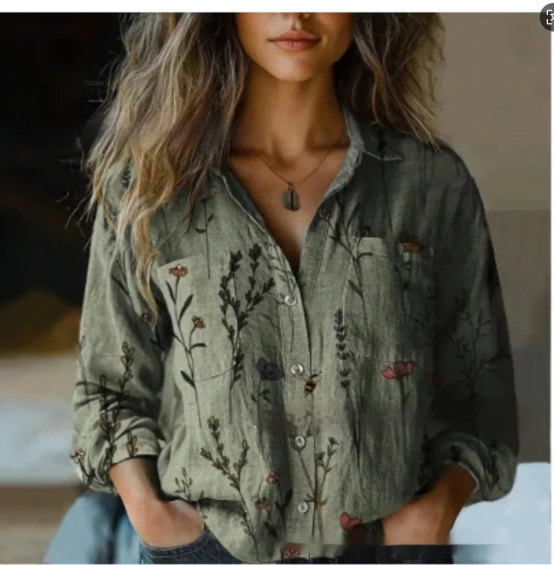 3D Printed Abstract Pattern Women's Long-sleeved Blouse - Bj252123473598-L