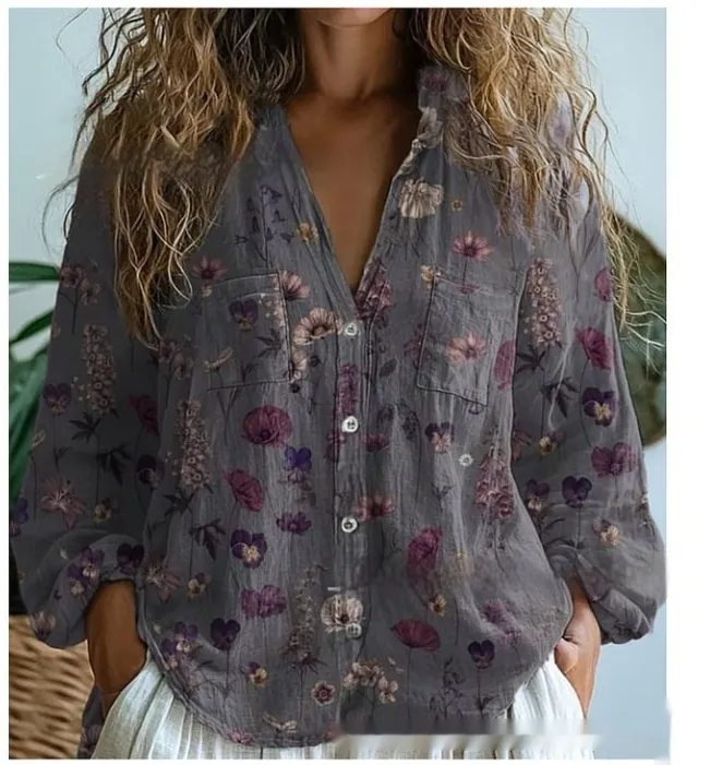 3D Printed Abstract Pattern Women's Long-sleeved Blouse - Bj252123472561-S