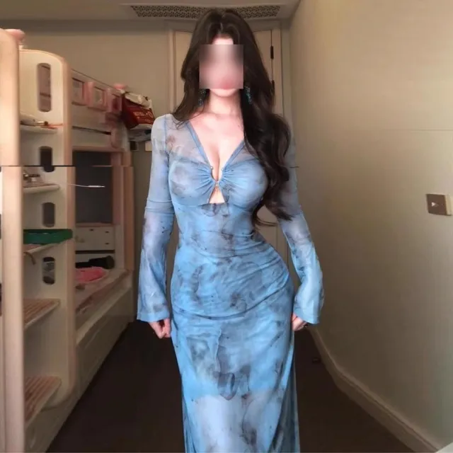 Pure Desire Seaside Vacation Beautiful Long Dress Hot Slimming Waist tight Deep V Dress - Shop at LoveMi