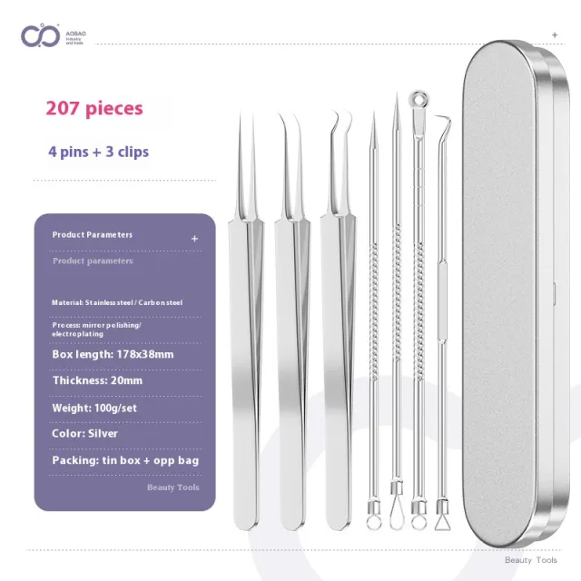 4 piece Needle Set Acne Clip Ultra Fine And Pointed Fcz Silver 20 - Shop at LoveMi