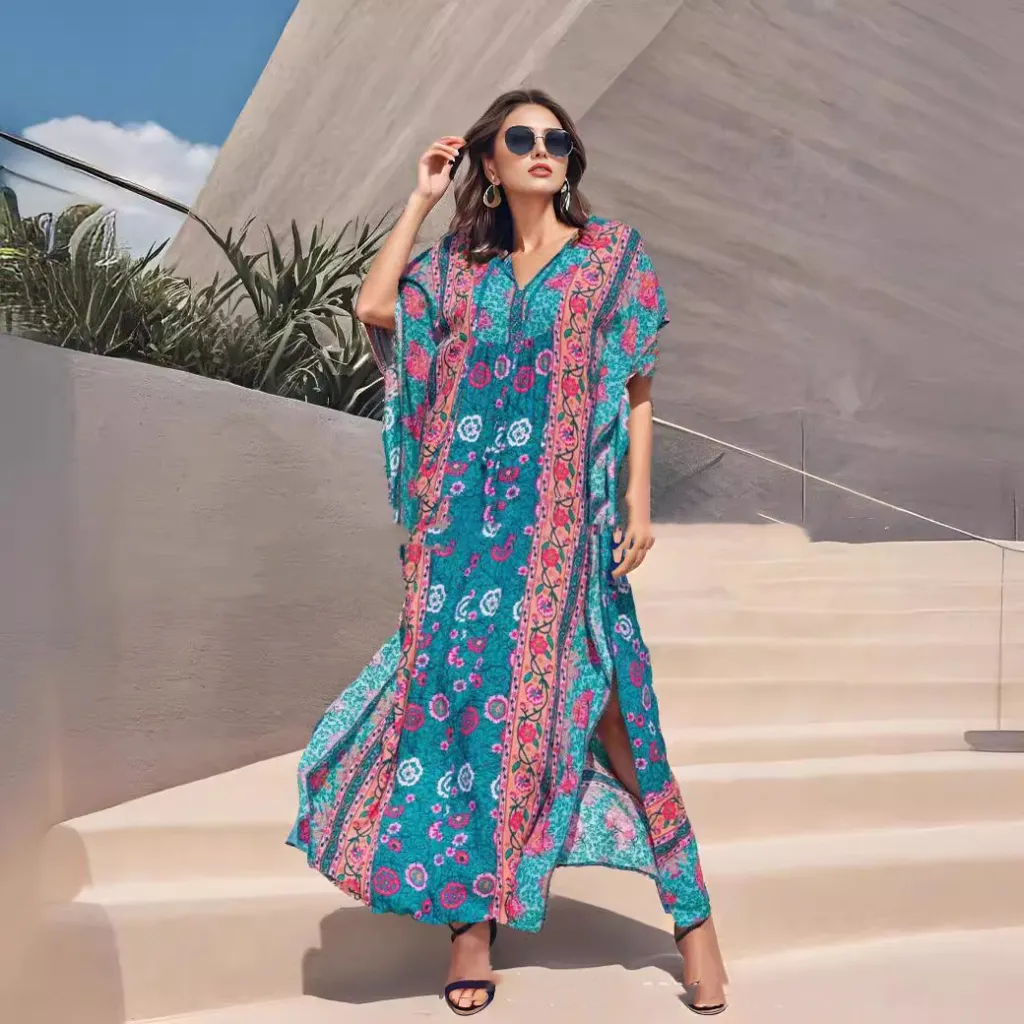 Casual Vacation Beach Dress For Women - Peacock Blue