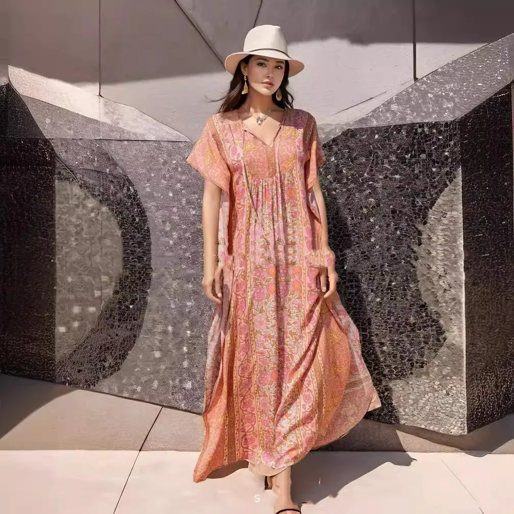 Casual Vacation Beach Dress For Women - Light Pink