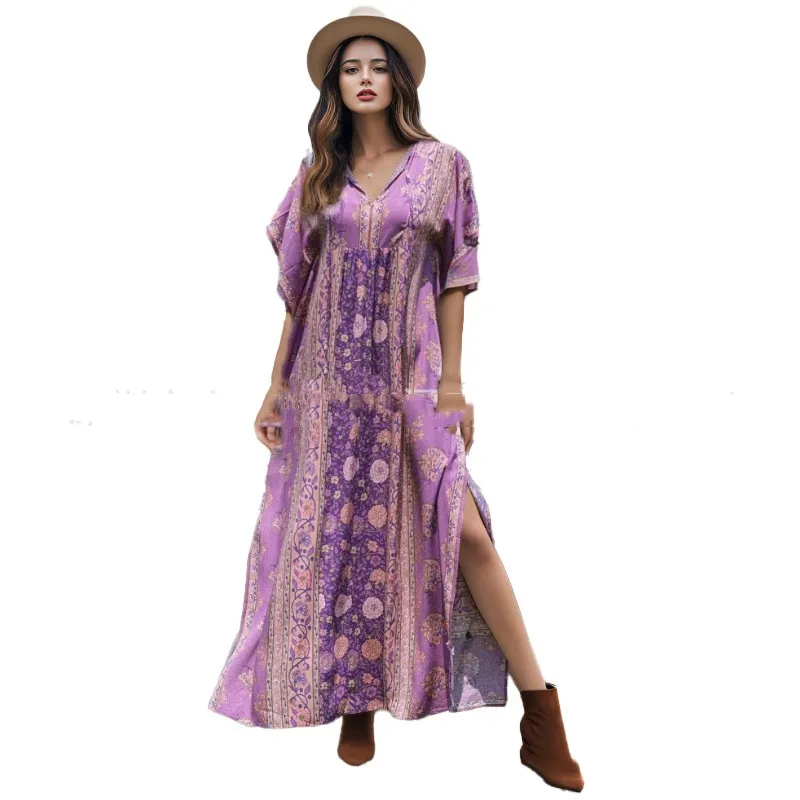 Casual Vacation Beach Dress For Women - Purple