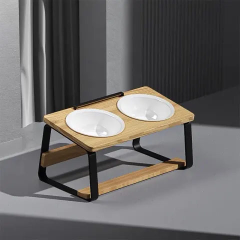 Ceramic Double Bowl Pet Water Feeding Protect Cervical Spine