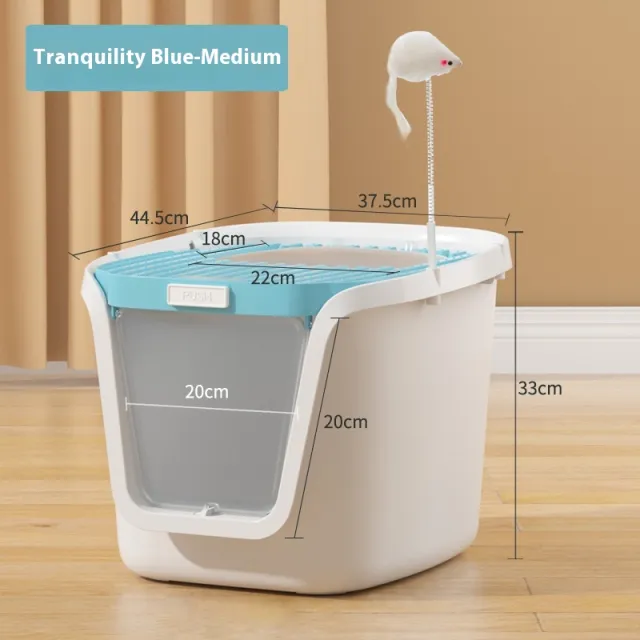 Fully Enclosed Deodorant Top in Extra Large Splash proof Cat Litter Basin Blue - Shop at LoveMi