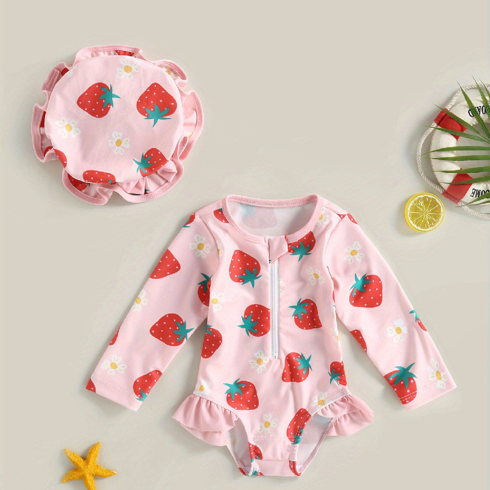Fashion Personality Baby Girl Swimsuit With Hat