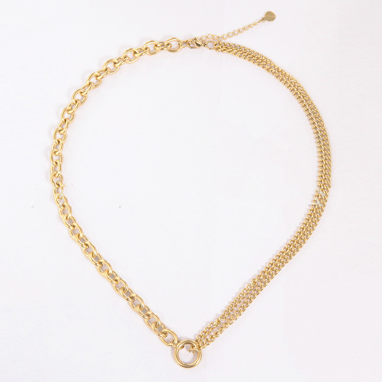High Quality Plated 18K Gold Titanium Steel Double Thick Chain Necklace