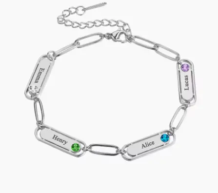 Custom Name Bracelet With Birthstone Personalized