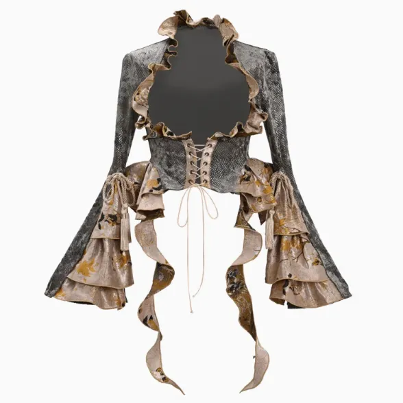 New Tassel Lace Snake Pattern Short Coat