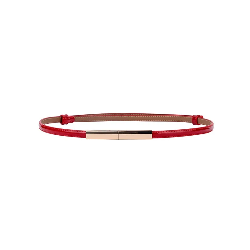 Women's Belt Fashion A Pair Of Buckles Fine Ladies - Red