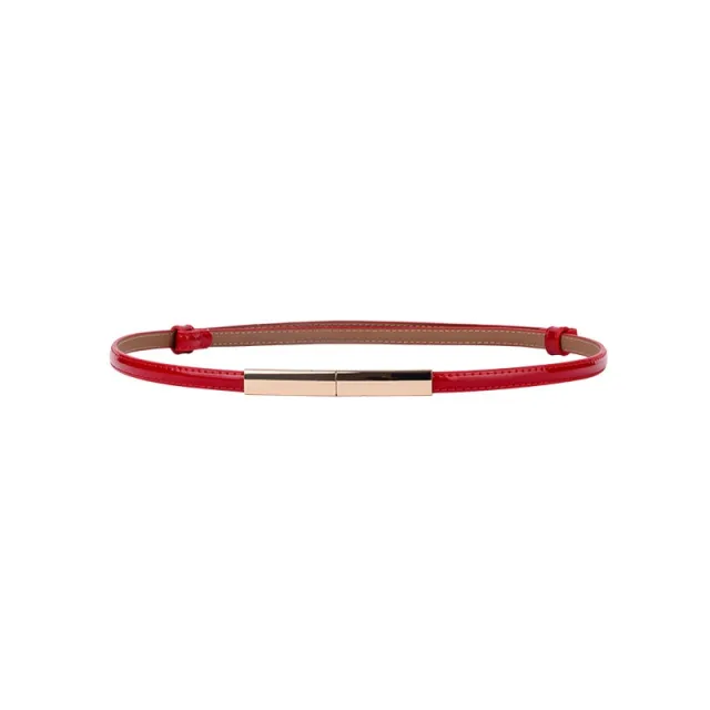 Women's Belt Fashion A Pair Of Buckles Fine Ladies Red - Shop at LoveMi