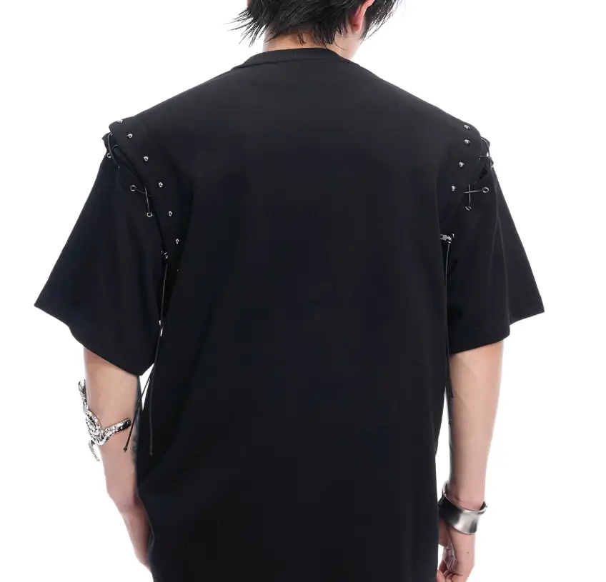 Niche Deconstruction Lace-up Cutout Short Sleeve