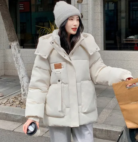 Coat Bread Coat Cotton padded Jacket White - Shop at LoveMi