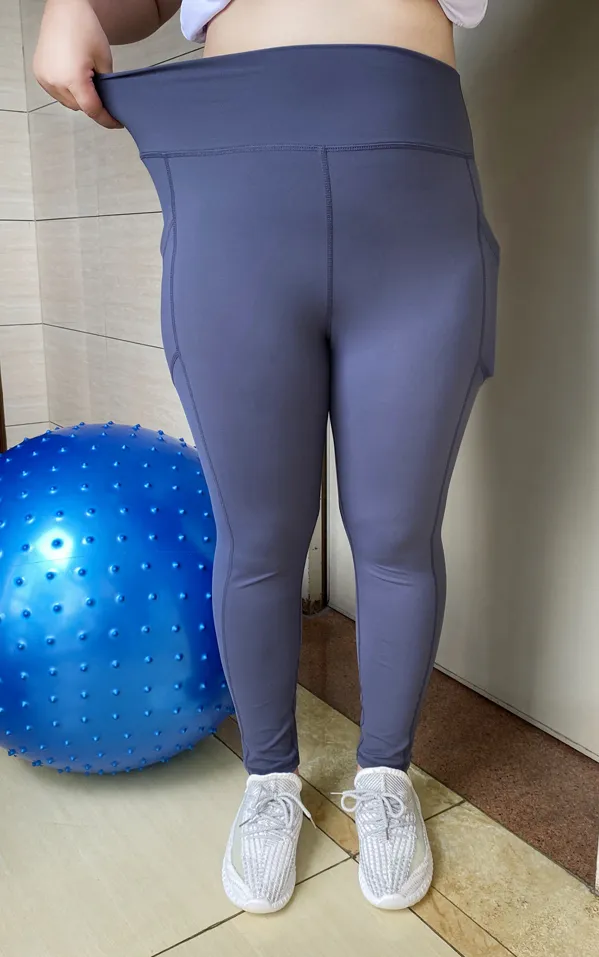 Plus Size Yoga Pants Nude Feel Breathable High Top Sports Fitness Pants Light Purple Trousers - Shop at LoveMi