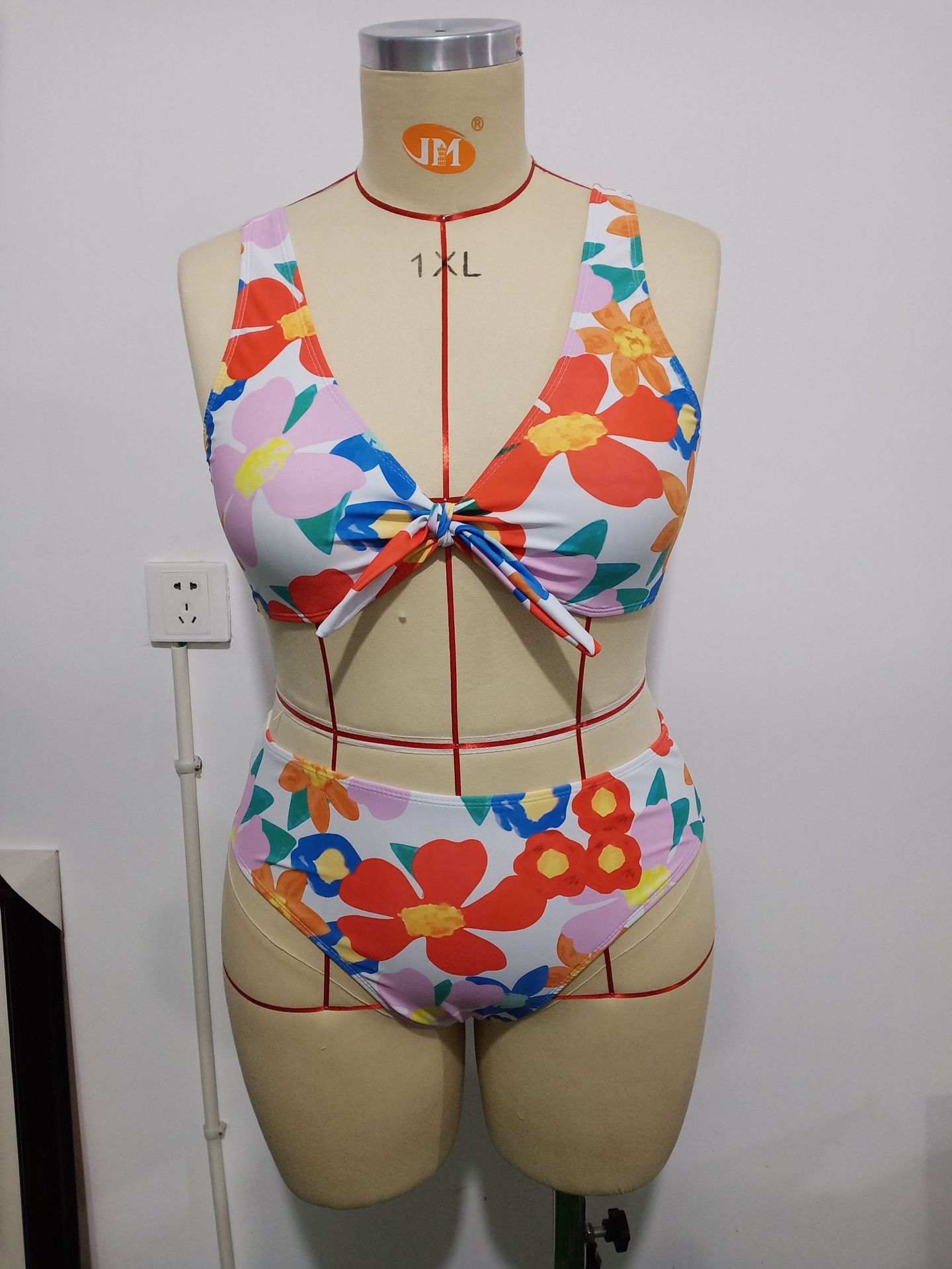 Women's Split Color Printing Plus Size Swimsuit