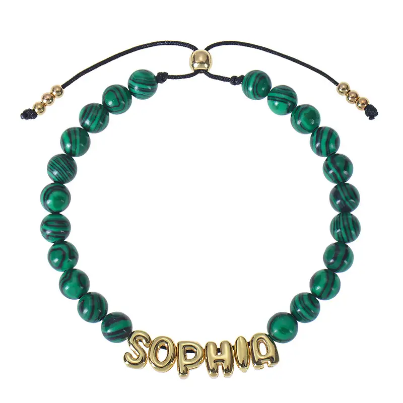 DIY Bubble Letter Bracelet Natural Stone Name Bracelet