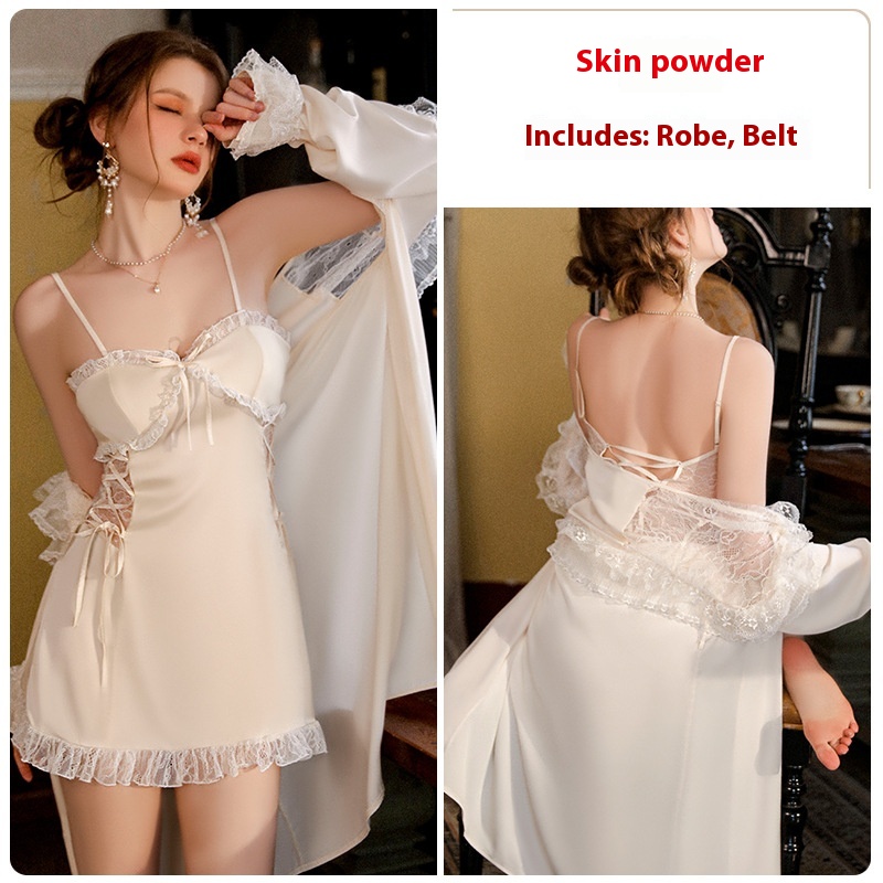 Satin Lace Backless Lace Up Suit