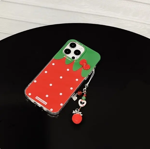Ins Red Strawberry Silicone Anti Drop Phone Case