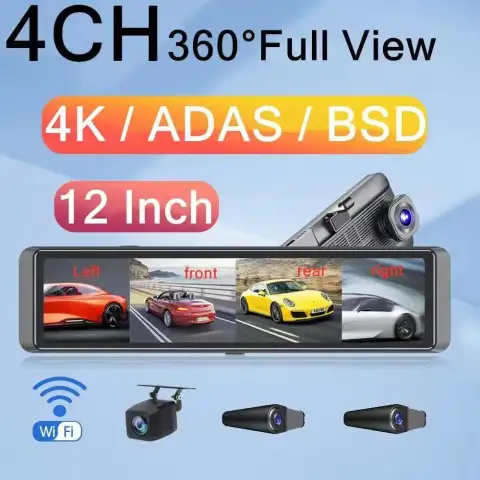 360-degree 4K Blind Zone Warning 12-inch Full Screen 4-recording
