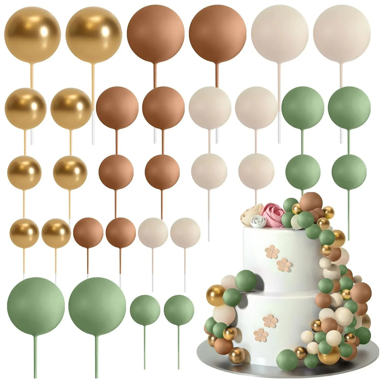 32 Pcsset Colorful Foam Ball Birthday Cake