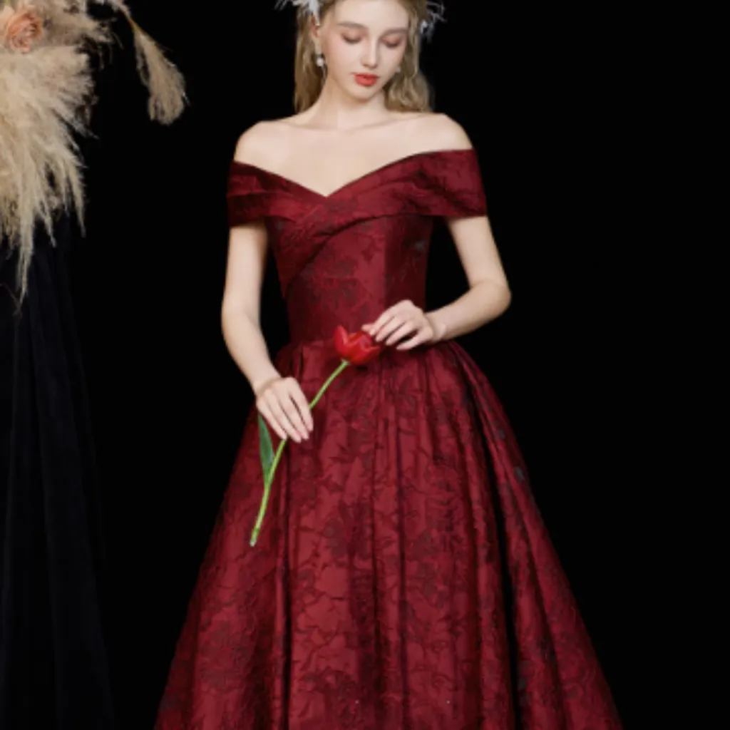 French Style Niche High-end Light Luxury Evening Gown - Red