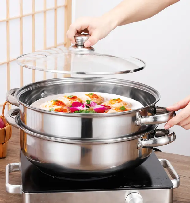 Stainless Steel Steamer Steaming Rack Double-layer Soup Pot