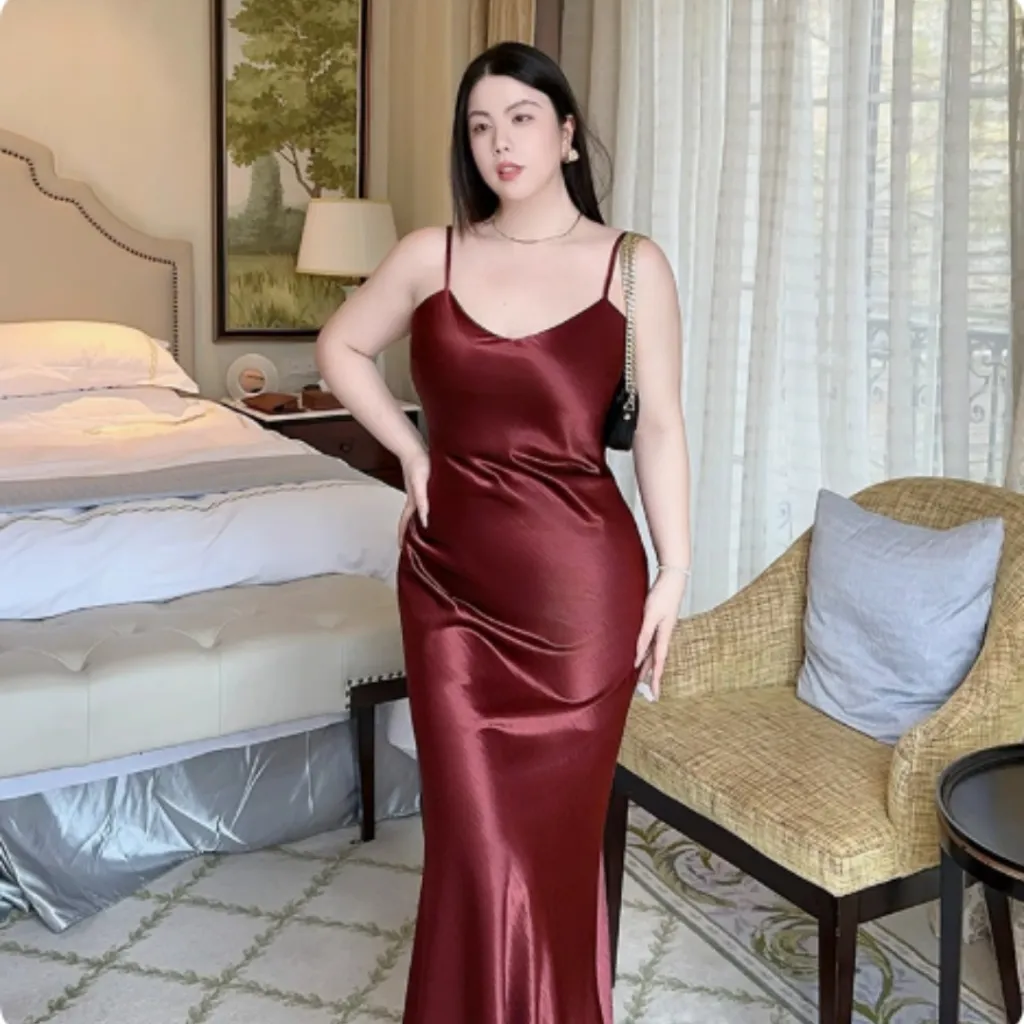 Waist Up Camisole Dress Plus Size Dress - Chunjiu Red