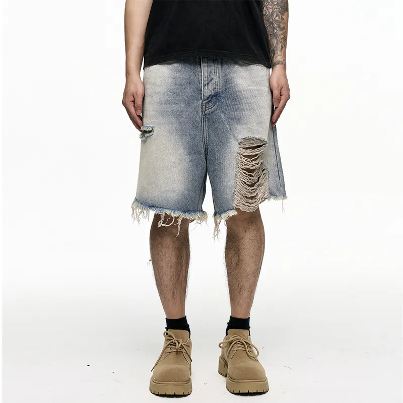 Retro Washed Old Men's Baggy Denim Shorts