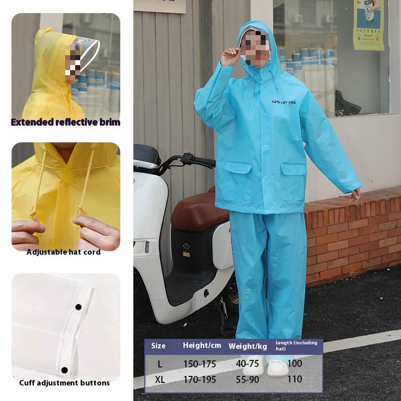 Walf Checks Fabric Rain Pants Raincoat Suit Split Waterproof Short Blue - Shop at LoveMi