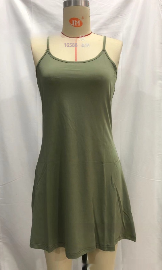 Women's Yoga Clothes Sling Dress Blouse And Pants Army Green - Shop at LoveMi