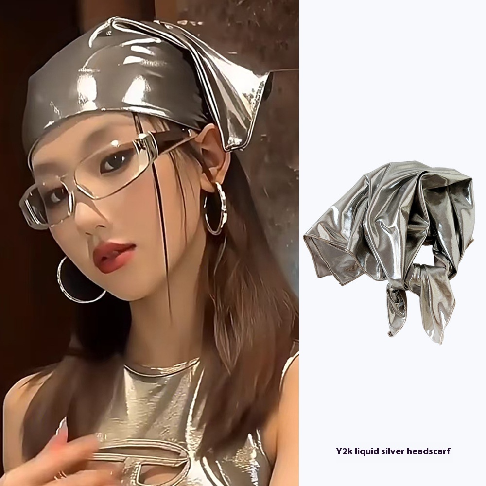 Liquid Silver Toe Cap Headscarf Y2g Square Scarf Wrapped Chest