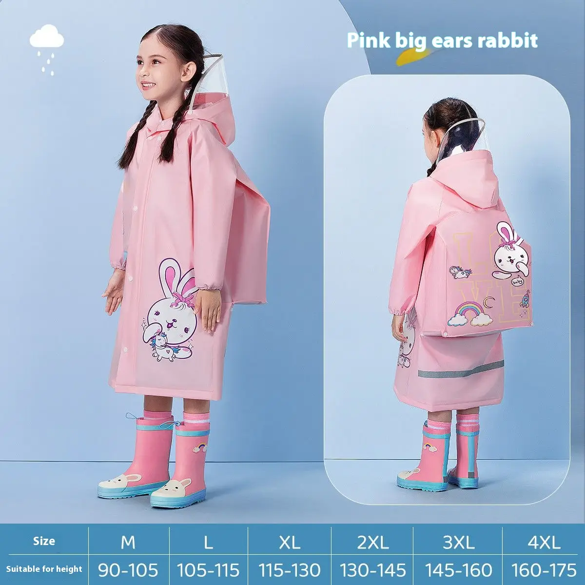 Baby Cartoon Poncho With Children's Raincoat