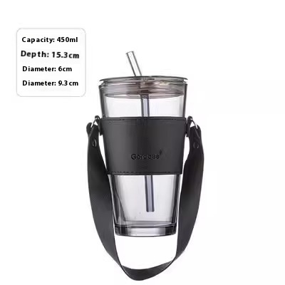 Portable Bamboo Joint Cup Straw Style Glass With Leather Case